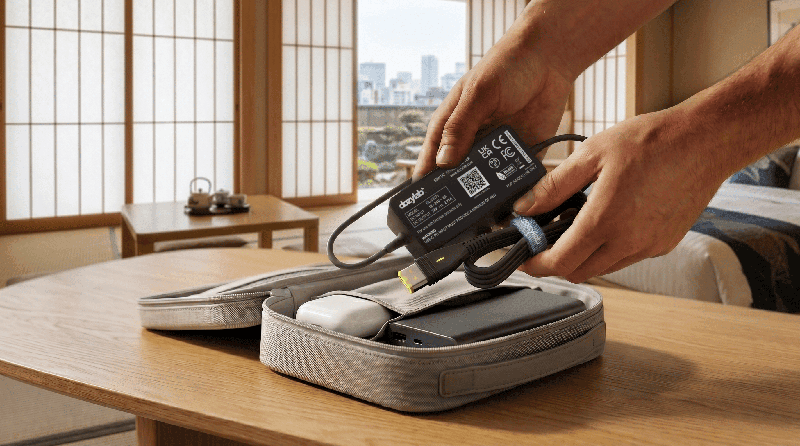 USB-C Travel Cable packed in a small travel pouch