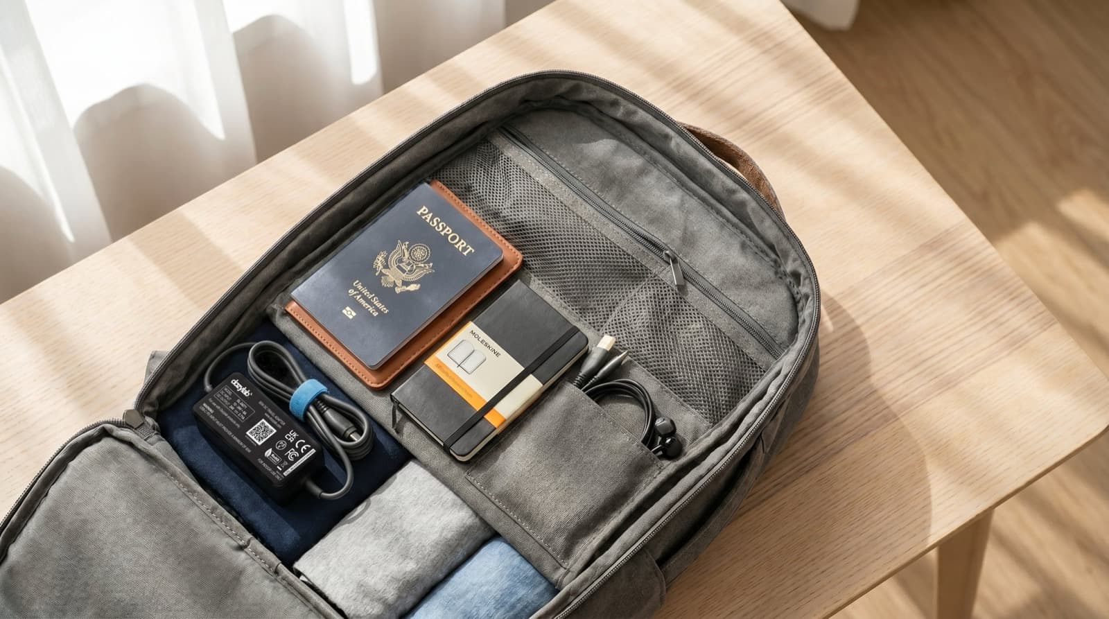 Dozylab USB-C Travel Cable packed into a travel organiser