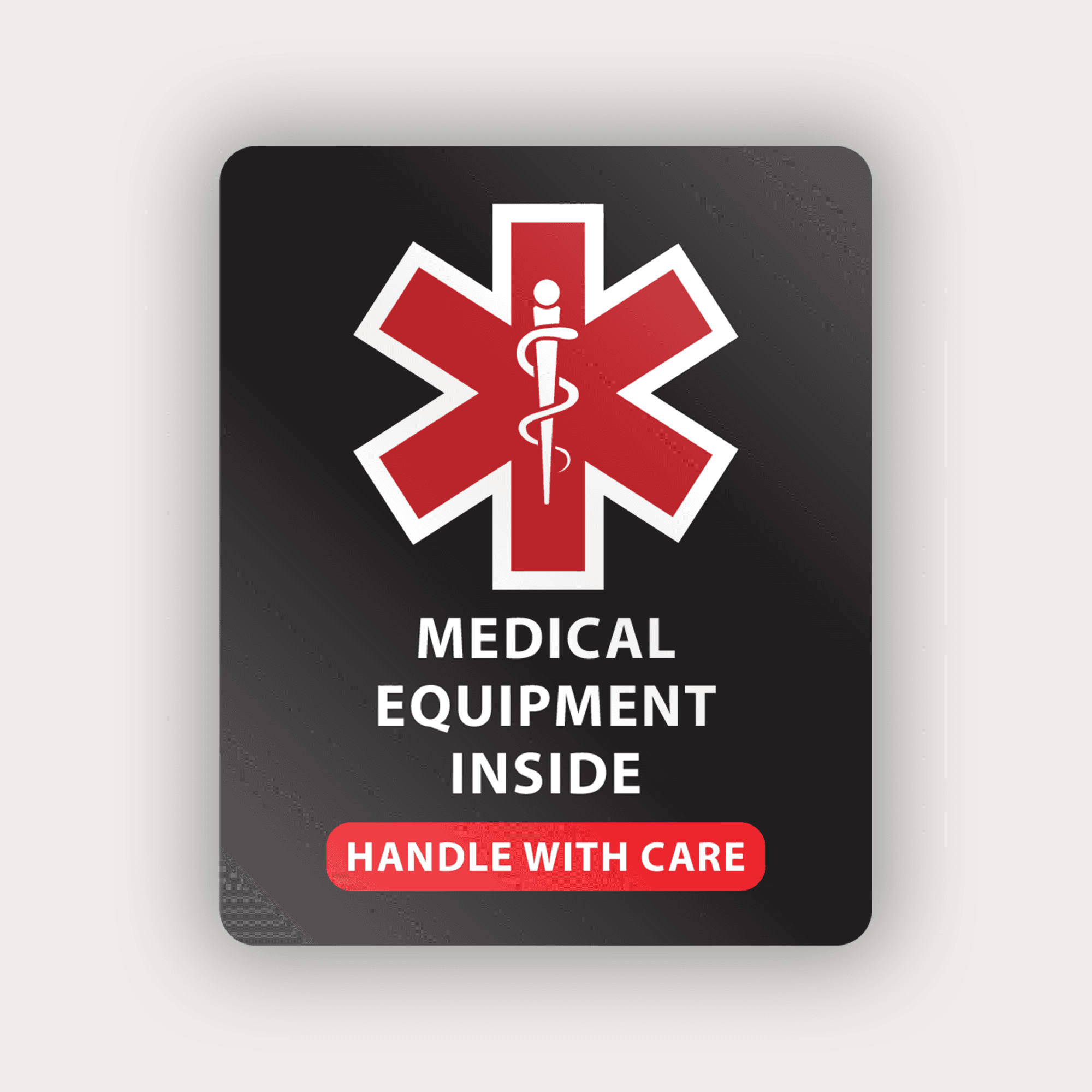 Medical Equipment ID Sticker — black and red variant
