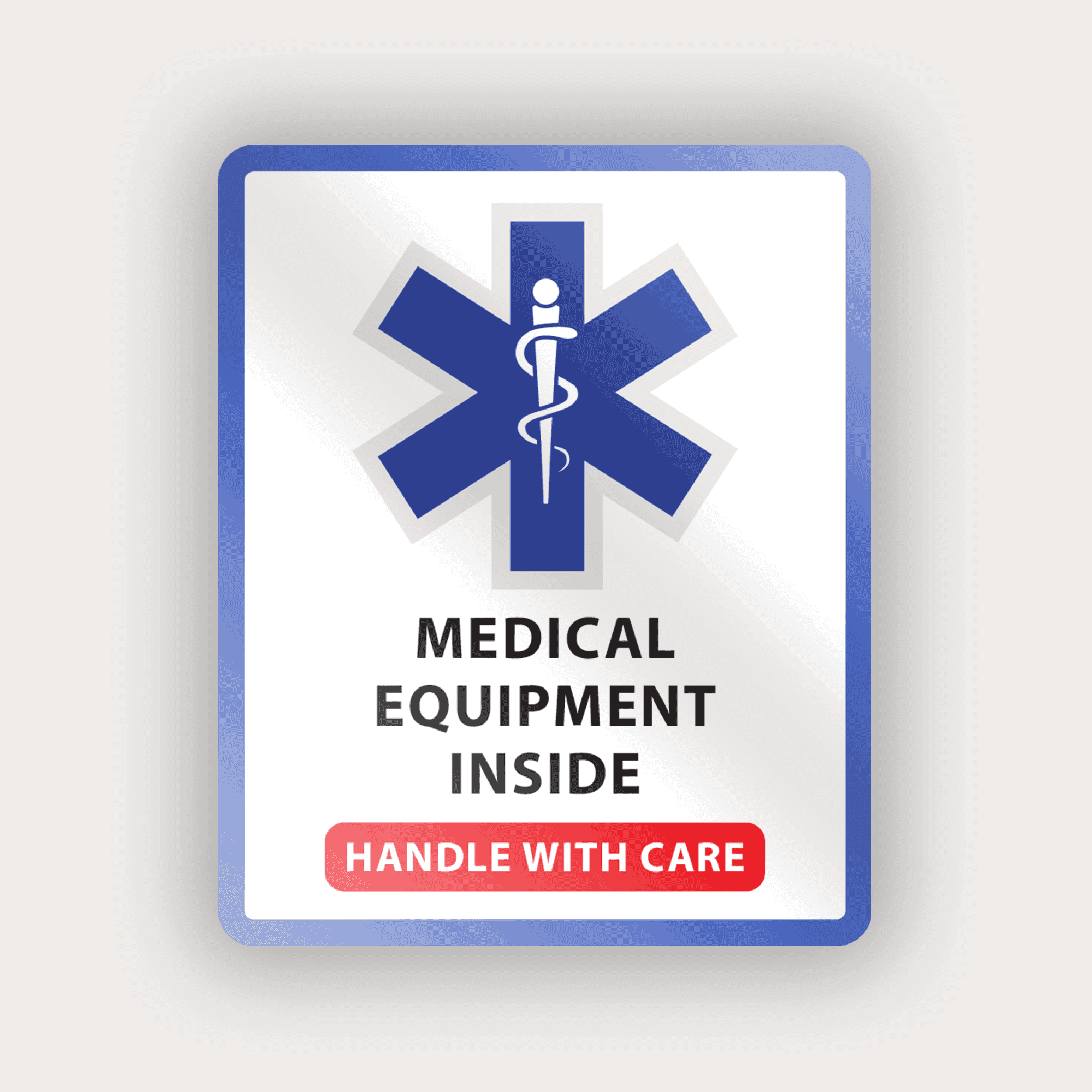 Medical Equipment ID Sticker — white and blue variant